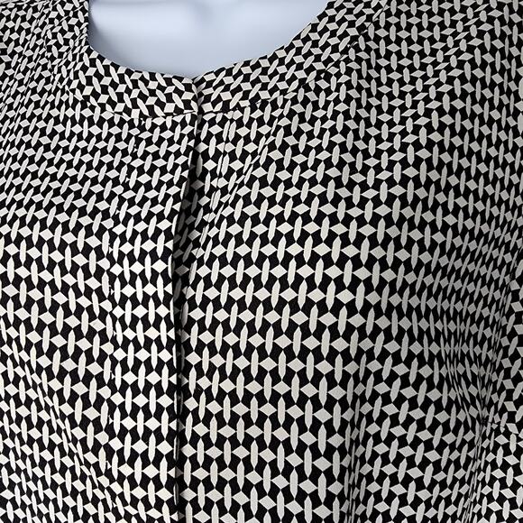 Talbots Blouse Small Black White Houndstooth Long Sleeve Work Top Career Wear - Picture 11 of 11